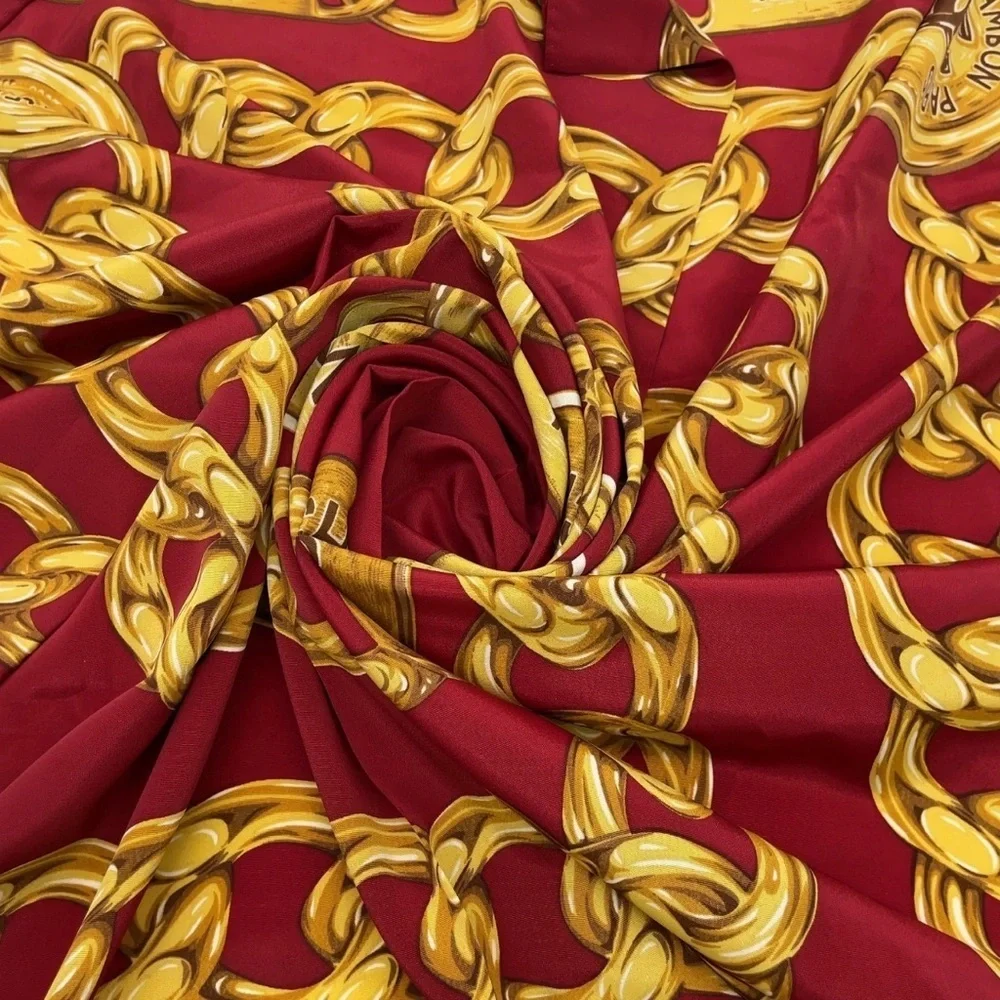 AUTHENTIC CHANEL LARGE GOLD CHAIN PATTERN SCARF